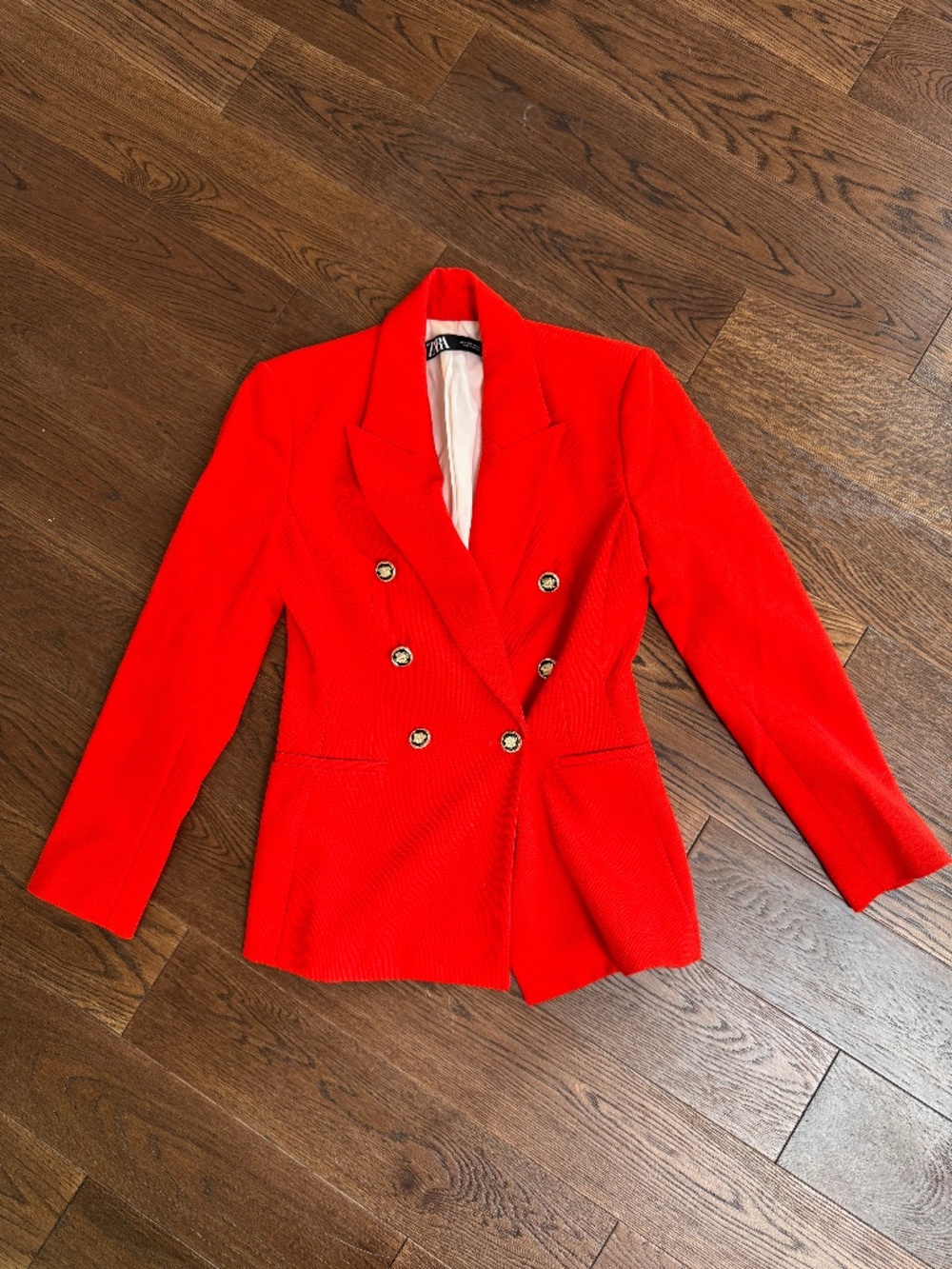 Zara Bright Red Double Breasted Blazer - Size S